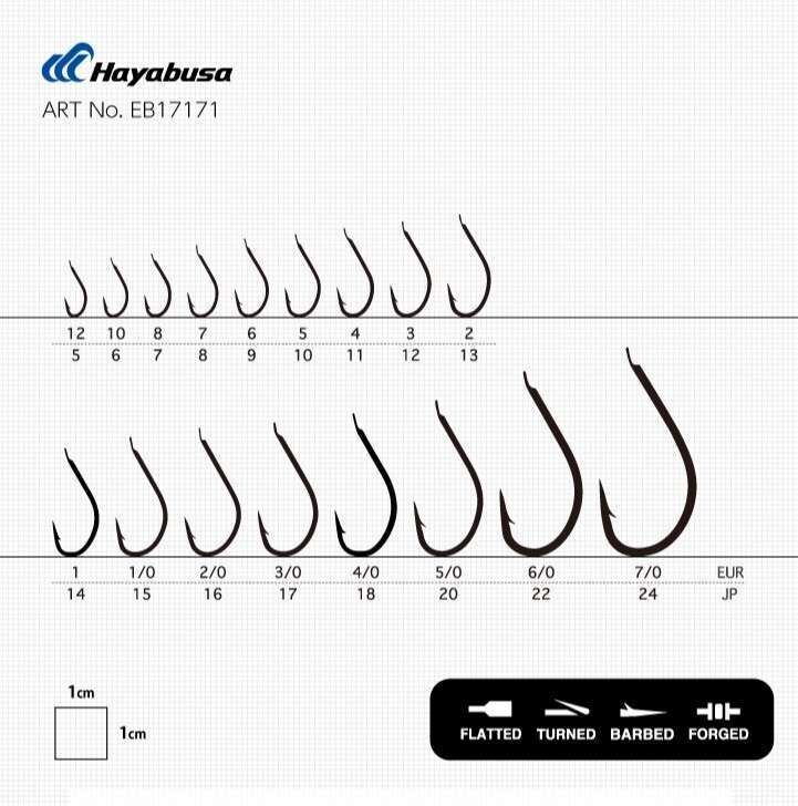 Hayabusa HMRS 171 Kısa Pala Dövme Olta İğnesi 15li Paket Black Nikel