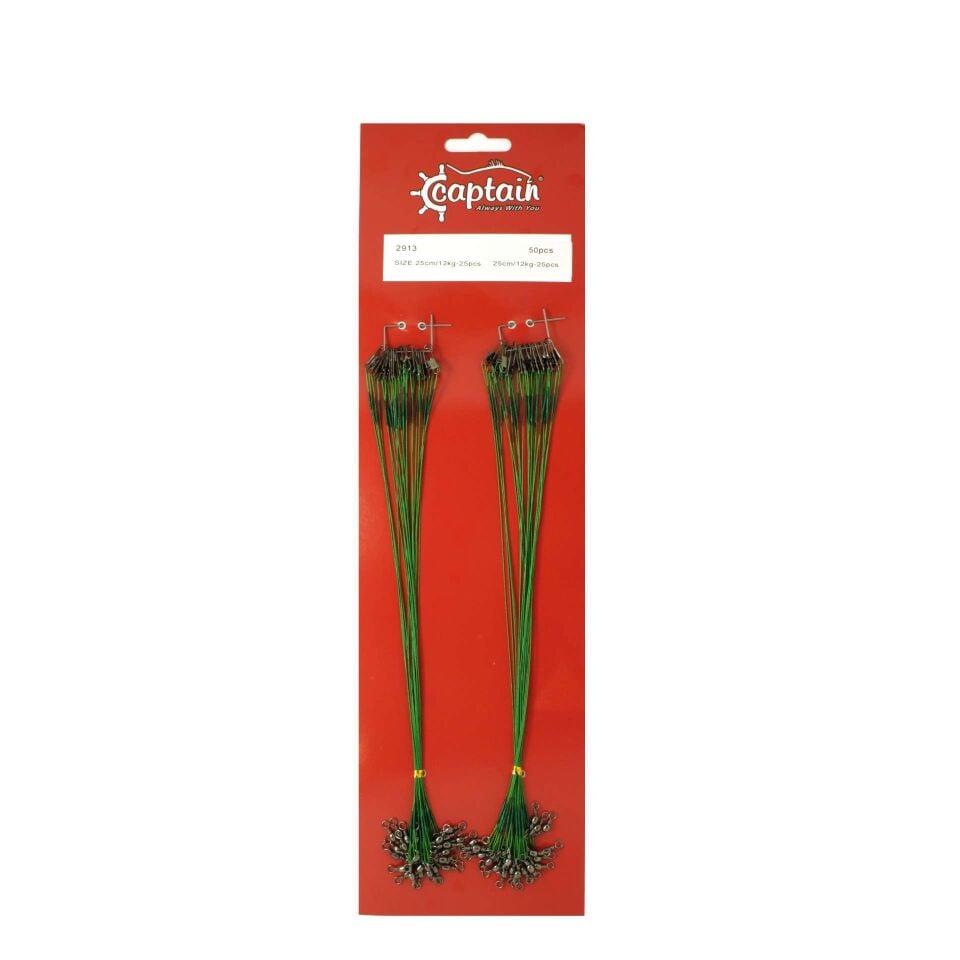 Captain 2913 Çelik Tel Kartela 25 cm Set 6 Kat 12 kg Çeker 50li Paket Yeşil