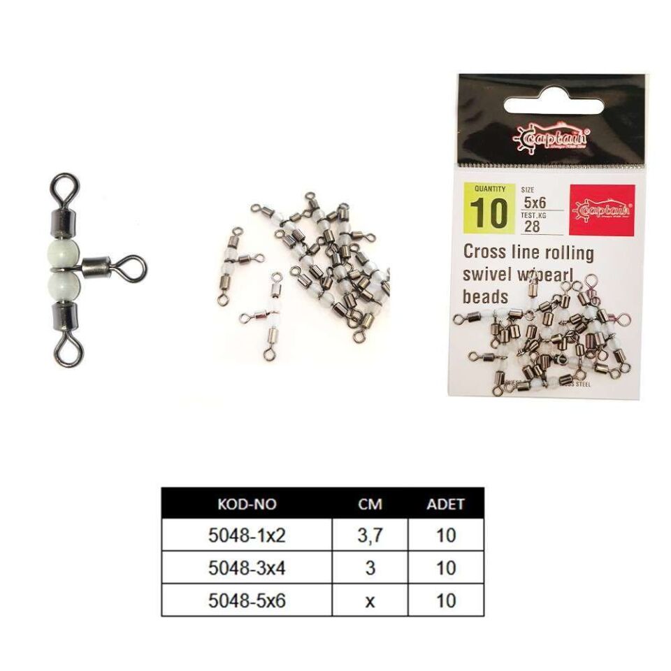 Captain 5048 Üçlü Boncuklu Fırdöndü 10lu Paket Black Nikel